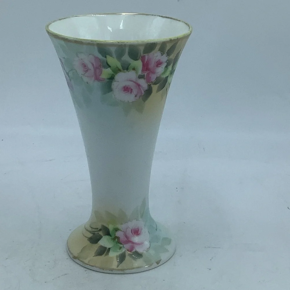 Antique Nippon Vase with Hand Painted Flowers
